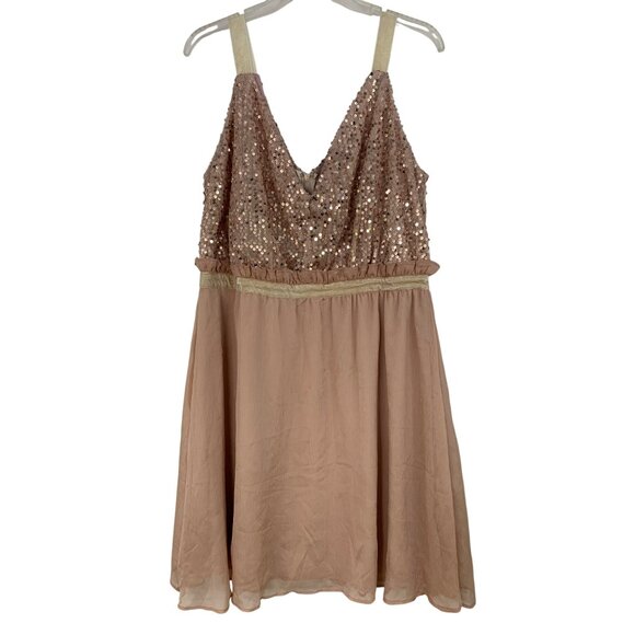 Sequin Chiffon Strap Dress 2XL Blush RBB10452 NWOT Special Event - Picture 1 of 9